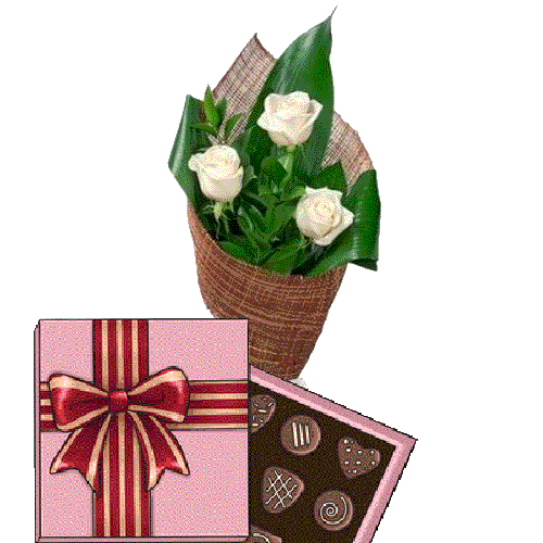 Фото товара 3 белые розы с конфетами в Покровске
