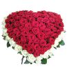 Фото товара 101 роза сердцем - белая, красная в Покровске