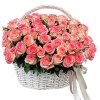 Фото товара 51 роза “Джумилия” в корзине в Покровске