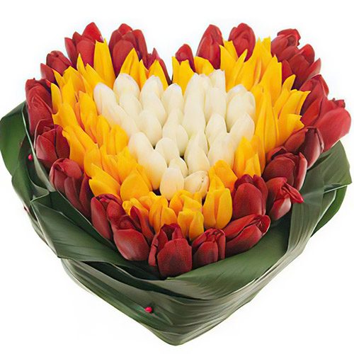 Фото товара 151 тюльпан сердцем "Краски весны" в Покровске