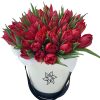 Фото товара "Сахарная вата" 51 белый тюльпан в корзине в Покровске