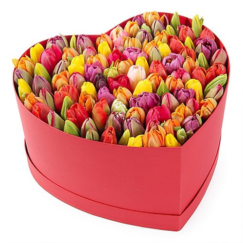 Фото товара 101 тюльпан в коробке сердцем в Покровске