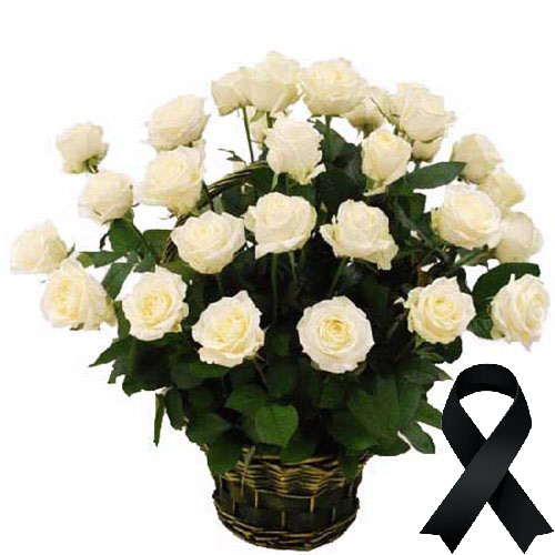 Фото товара 36 белых роз в корзине в Покровске
