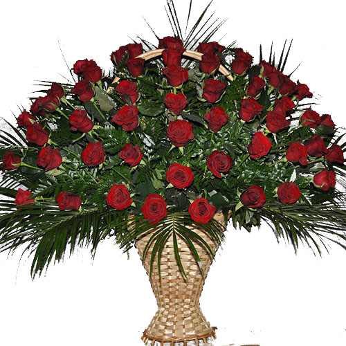 Фото товара Корзина 100 роз в папоротнике в Покровске