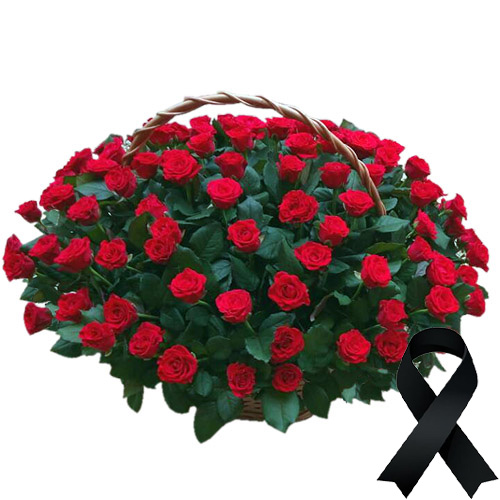 Фото товара 100 красных роз в корзине в Покровске